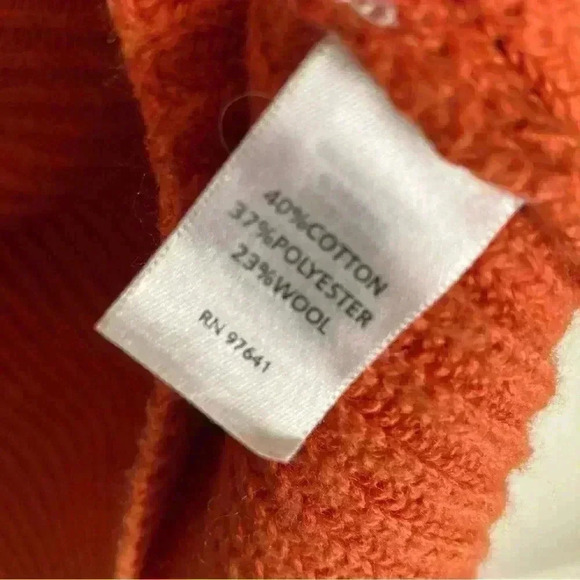 J. Jill Women's Size Small Ribbed Orange Sweater Split Hem Wool Blend - Picture 2 of 5
